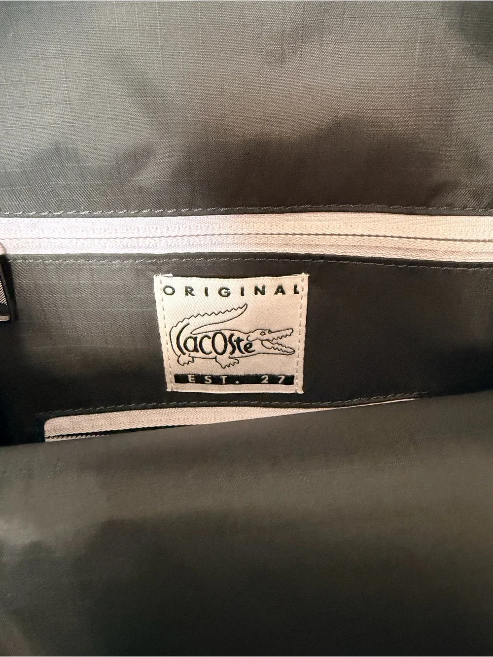 Lacoste Men's Khaki Green Smooth Leather Backpack